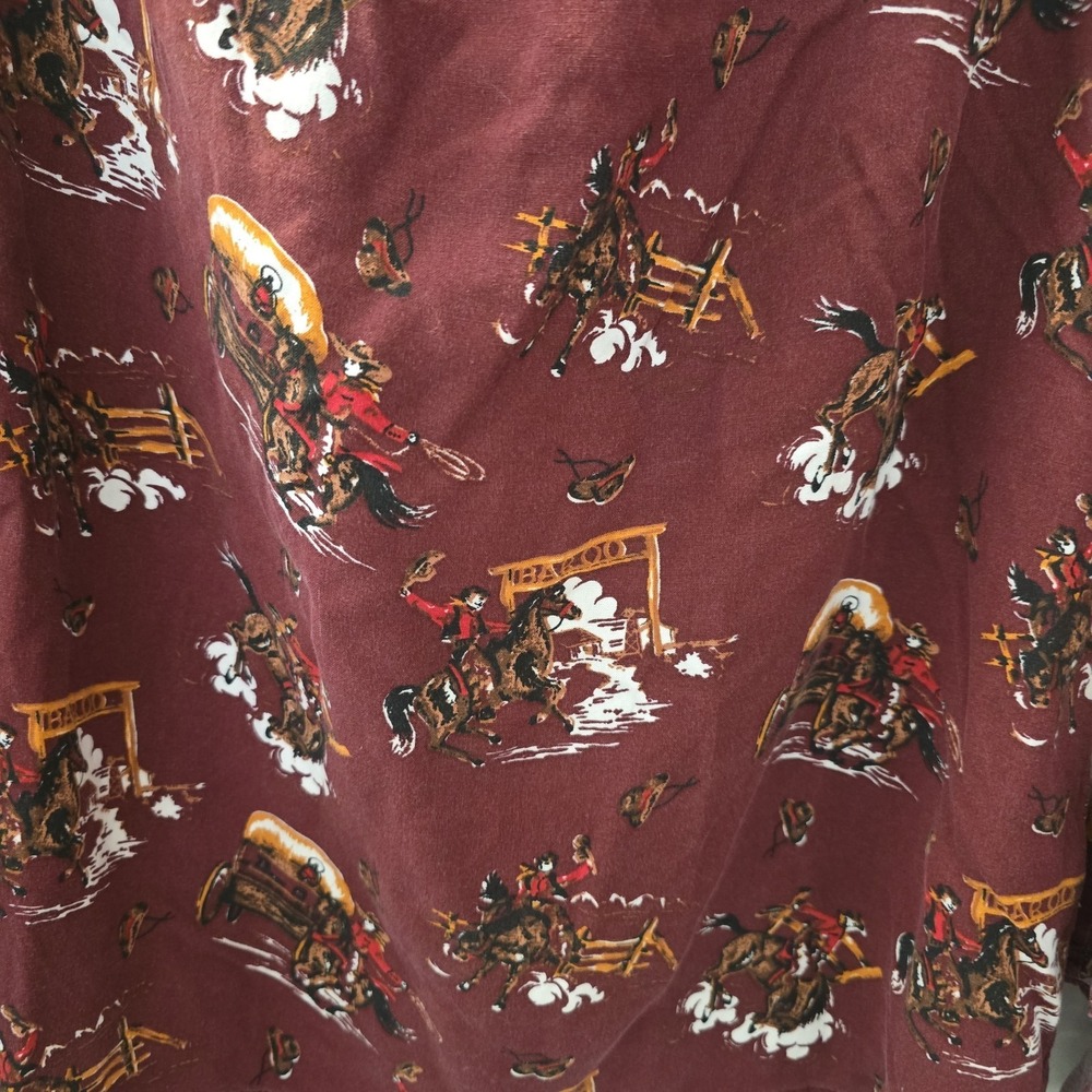 Panhandle Women's All-Over Cowboy Stagecoach Design Ruffle Bell Sleeves Size S - Picture 5 of 12